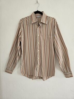 Vintage Missoni Men's Long-Sleeve Striped Button-Up Shirt - Beige & Multi Size M